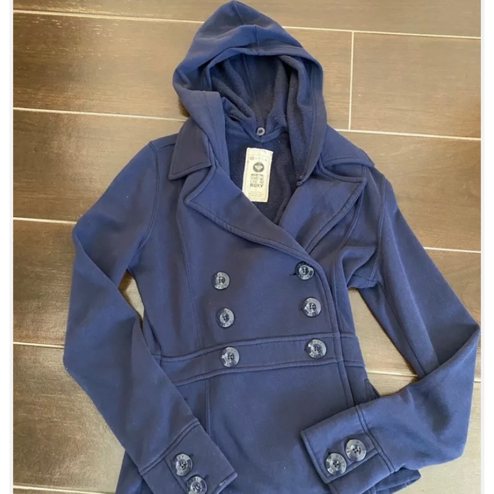 Roxy button-down Soft Comfy Jacket sweatshirt like With Detachable hood Size XS
